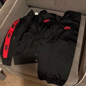 Nike Black Jacket and Pants Set with Red Accents